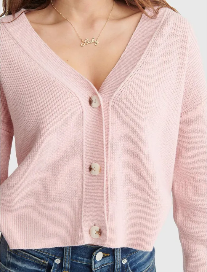 Sweaters and Sweatshirts Women Lucky Brand Bre Deep V Crop Cardigan Rose Tan