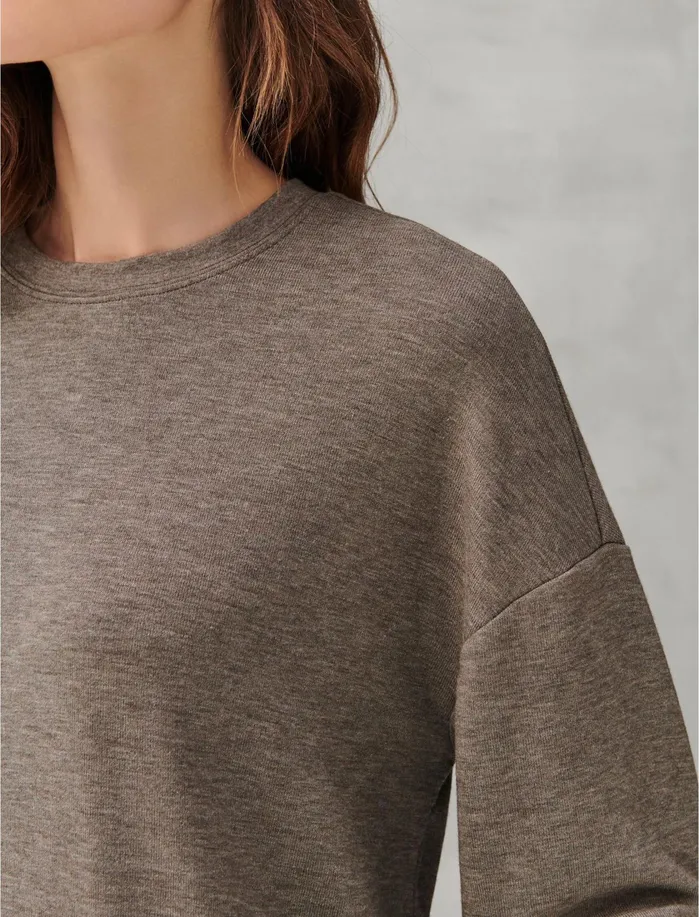 Sweaters and Sweatshirts Women Lucky Brand CLOUD FLEECE SWEATSHIRT Cocoa Brown