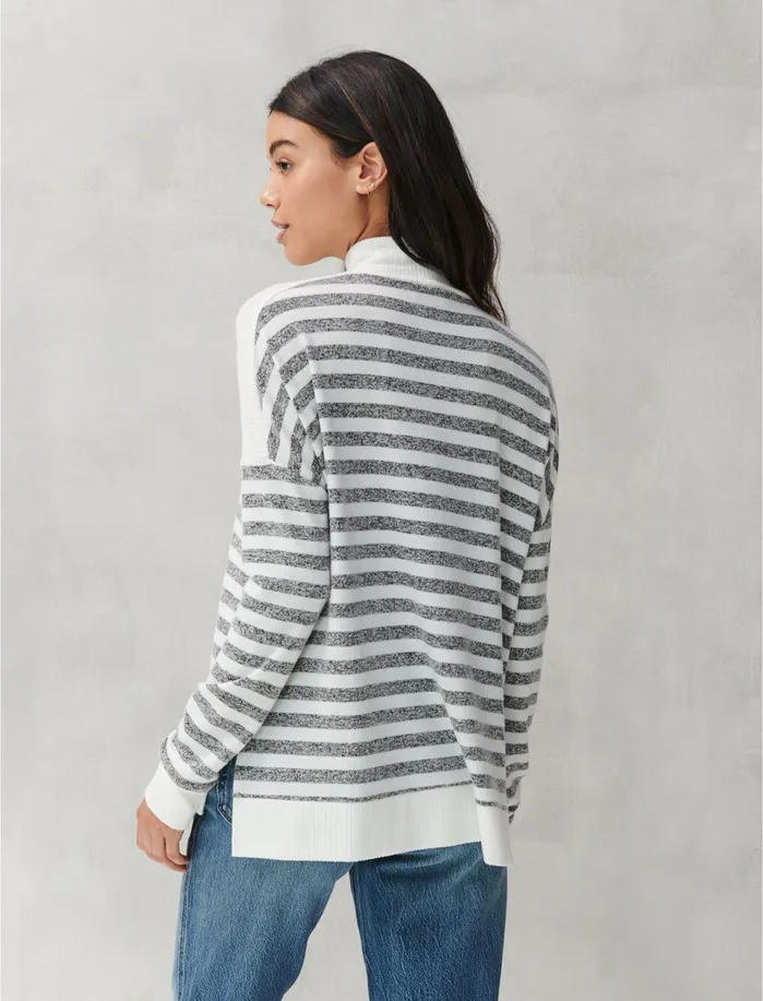 Sweaters and Sweatshirts Women Lucky Brand CLOUD JERSEY STRIPE TURTLENECK Grey Stripe
