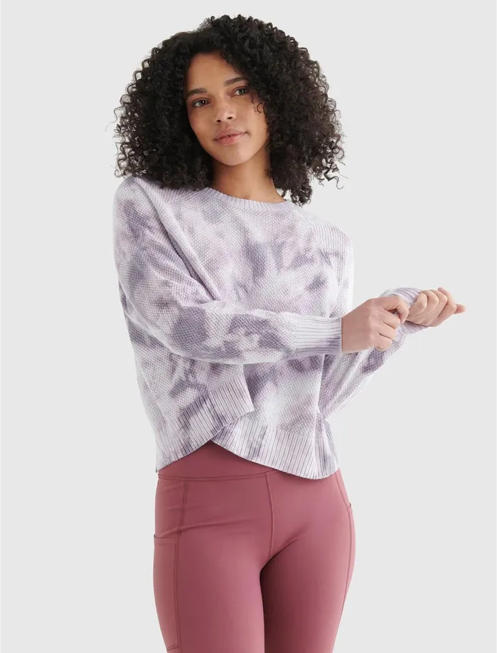 Sweaters and Sweatshirts Women Lucky Brand Open Back Pullover Grey Tye Dye