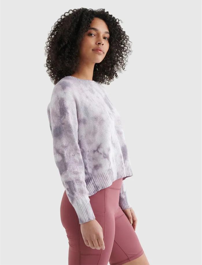 Sweaters and Sweatshirts Women Lucky Brand Open Back Pullover Grey Tye Dye