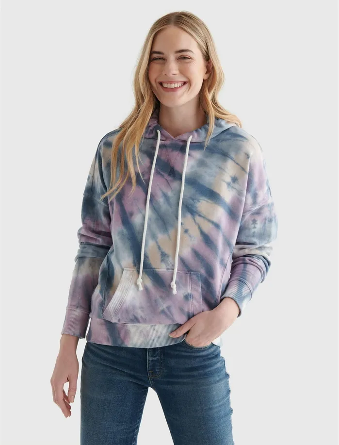 Sweaters and Sweatshirts Women Lucky Brand Side Seam Relaxed Hoodie Tie Dye
