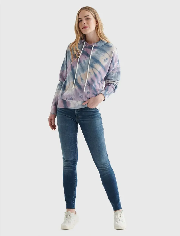 Sweaters and Sweatshirts Women Lucky Brand Side Seam Relaxed Hoodie Tie Dye