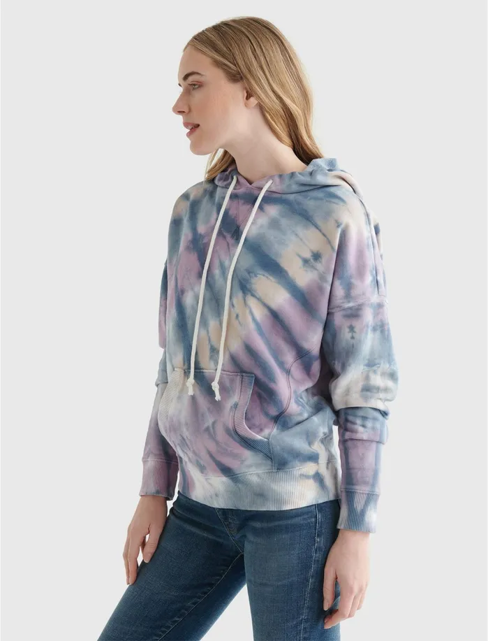 Sweaters and Sweatshirts Women Lucky Brand Side Seam Relaxed Hoodie Tie Dye