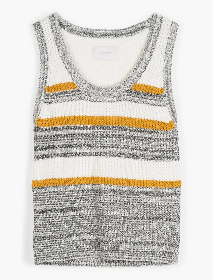Sweaters and Sweatshirts Women Lucky Brand Stripe Sweater Tank White Multi