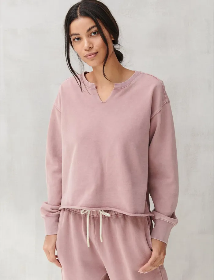 Sweaters and Sweatshirts Women Lucky Brand SUEDED TERRY CROP SWEATSHIRT Rose