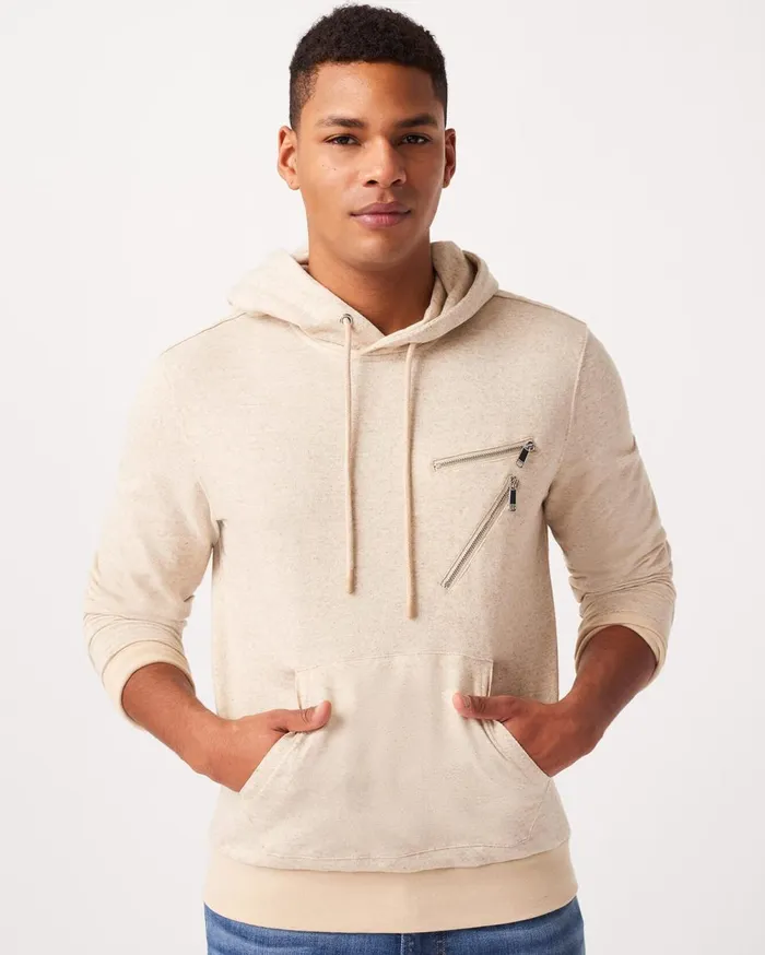 Sweaters Men 7 For All Mankind 7 Zip Hoodie In Heather Oatmeal