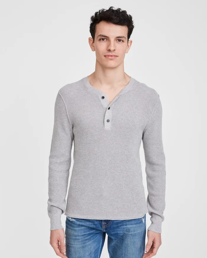 Sweaters Men 7 For All Mankind Military Sweater Henley In Fog