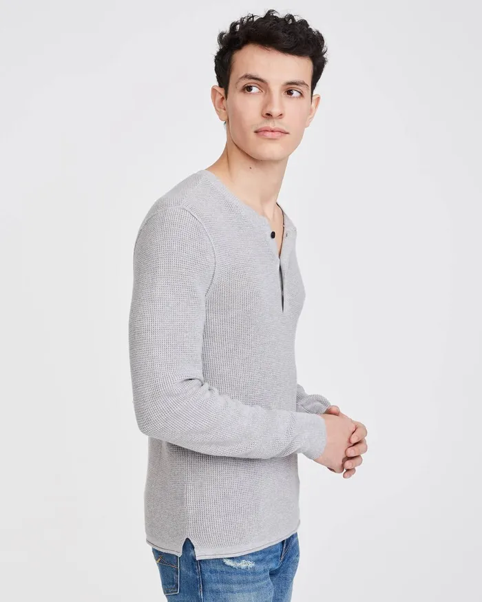 Sweaters Men 7 For All Mankind Military Sweater Henley In Fog