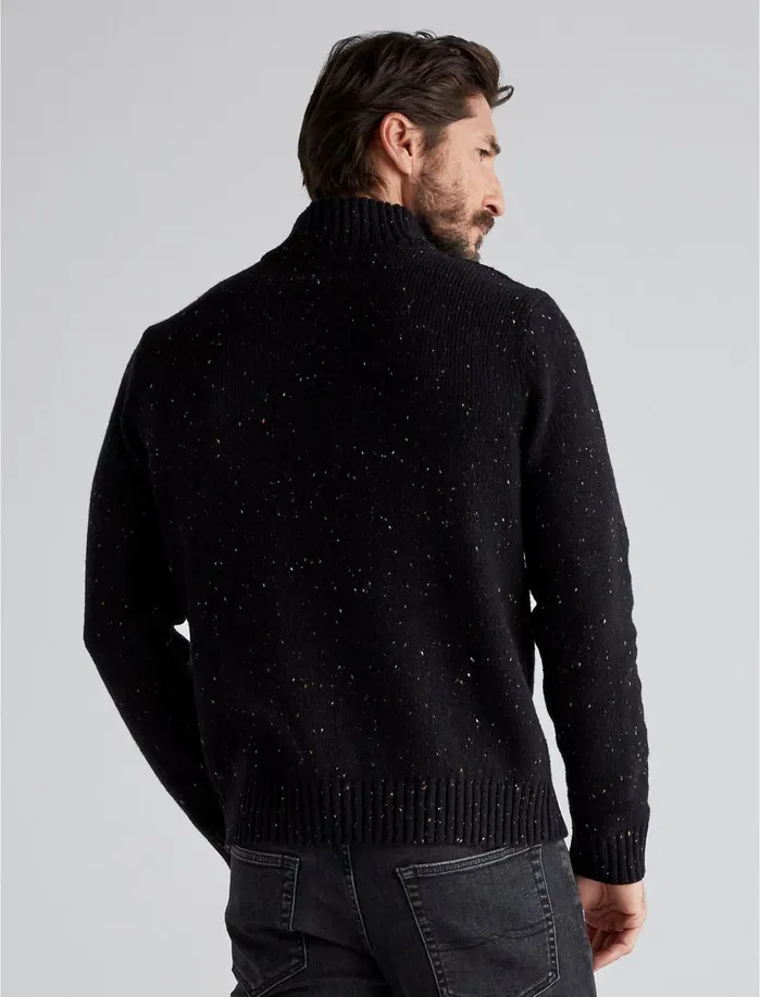 Sweaters Men Lucky Brand Donegal Button Mock Sweater Heather Black