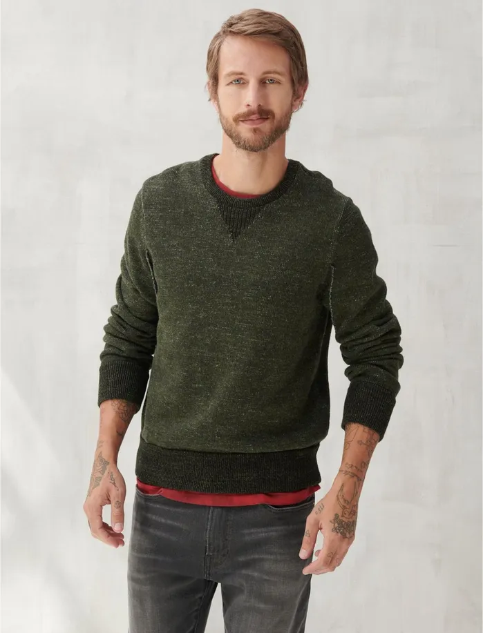 Sweaters Men Lucky Brand Plaited Crew Sweater 310 Olive