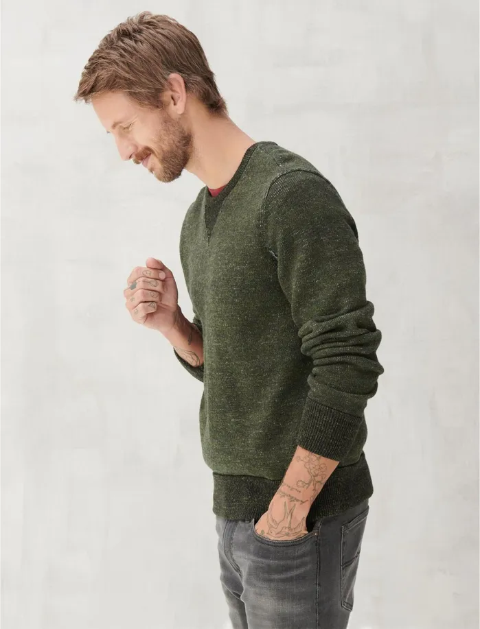Sweaters Men Lucky Brand Plaited Crew Sweater 310 Olive