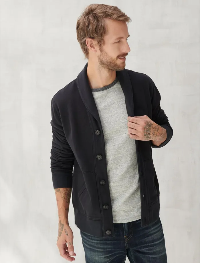 Sweaters Men Lucky Brand Sueded Terry Cardigan Jet Black