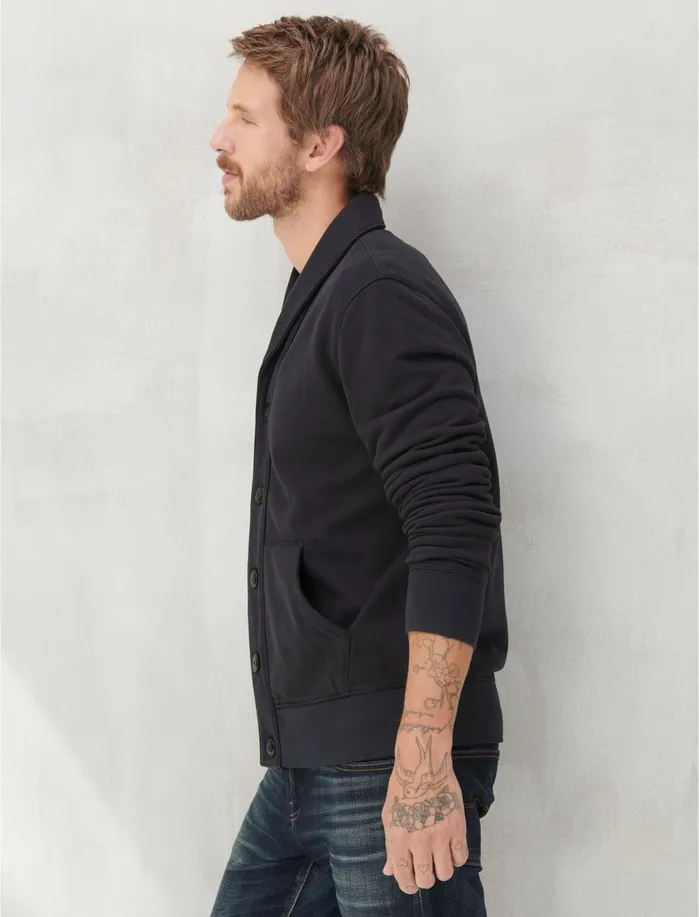 Sweaters Men Lucky Brand Sueded Terry Cardigan Jet Black