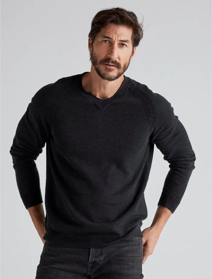 Sweaters Men Lucky Brand Welter Weight VNeck Sweater Heather Black