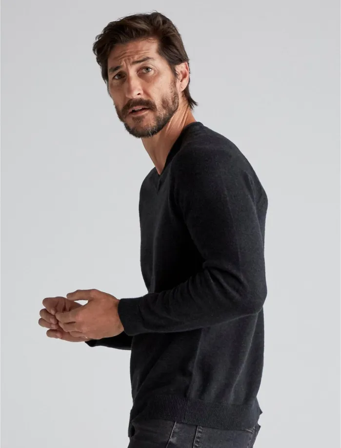 Sweaters Men Lucky Brand Welter Weight VNeck Sweater Heather Black