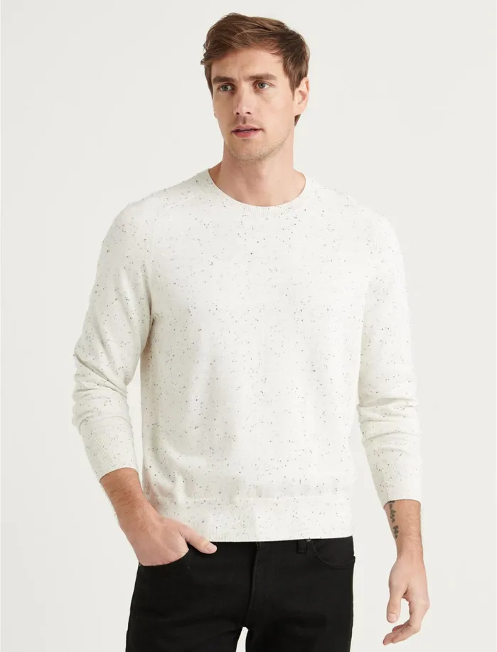 Sweaters Men Lucky Brand Welterweight Crew Neck Sweater White