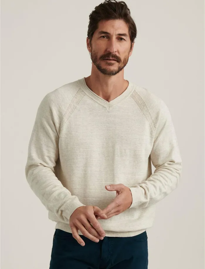 Sweaters Men Lucky Brand Welterweight VNeck Sweater Heather Oat