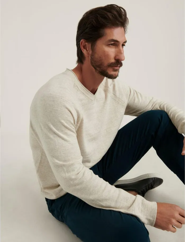 Sweaters Men Lucky Brand Welterweight VNeck Sweater Heather Oat