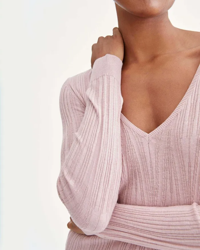 Sweaters Women 7 For All Mankind Long Sleeve Scoop Neck Pullover In Smokey Rose