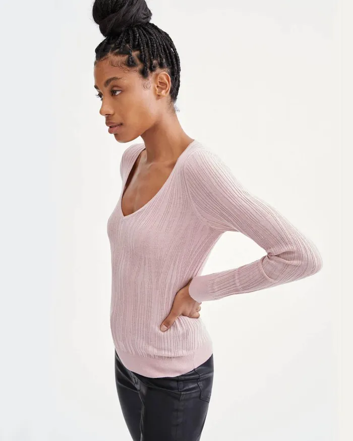 Sweaters Women 7 For All Mankind Long Sleeve Scoop Neck Pullover In Smokey Rose