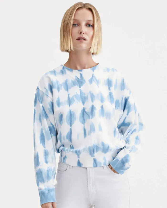 Sweaters Women 7 For All Mankind Tie Dye Sweatshirt In Marine Blue