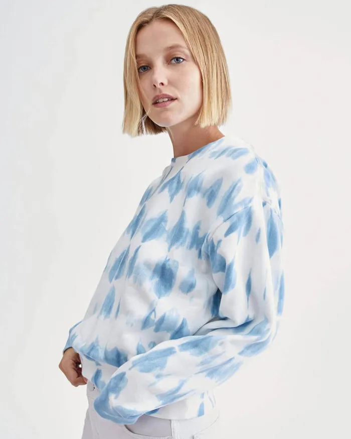 Sweaters Women 7 For All Mankind Tie Dye Sweatshirt In Marine Blue