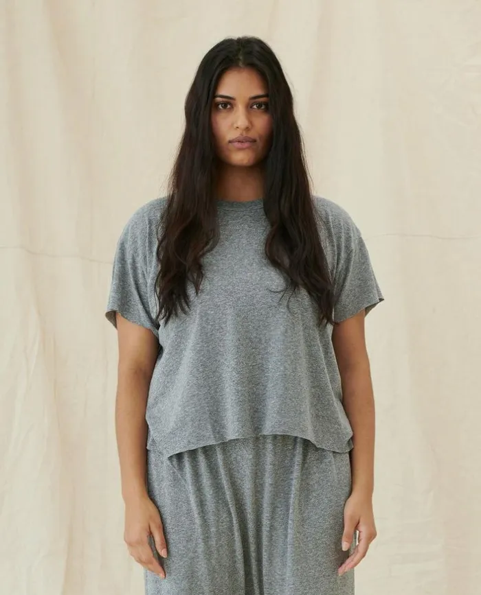 Tees and Sweats The Great The Crop Tee Heather Grey