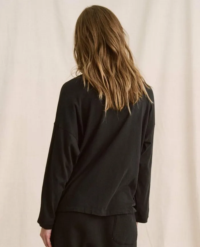 Tees and Sweats The Great The Shrunken Henley Almost Black