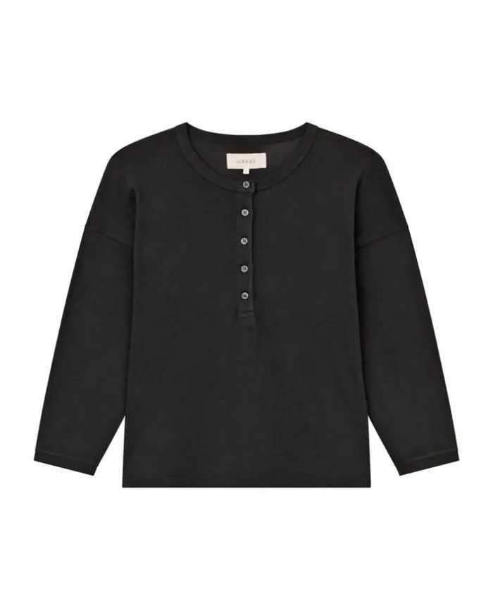 Tees and Sweats The Great The Shrunken Henley Almost Black