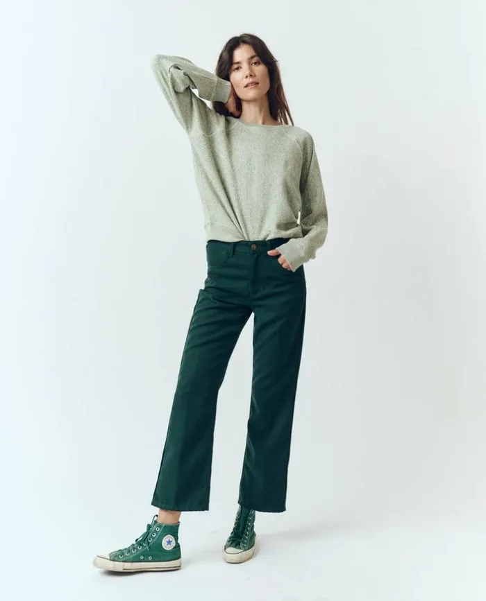 Tees and Sweats The Great The Shrunken Sweatshirt Heathered Bright Pine