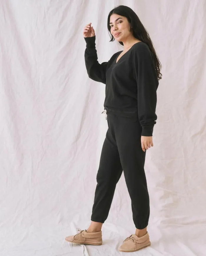 Tees and Sweats The Great The VNeck Sweatshirt Almost Black