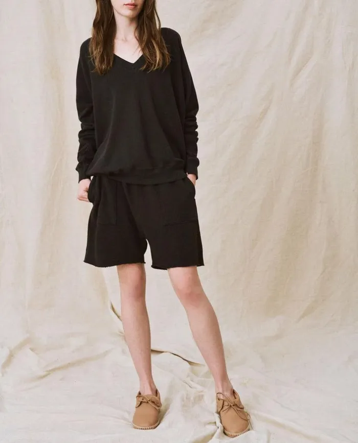 Tees and Sweats The Great The VNeck Sweatshirt Almost Black