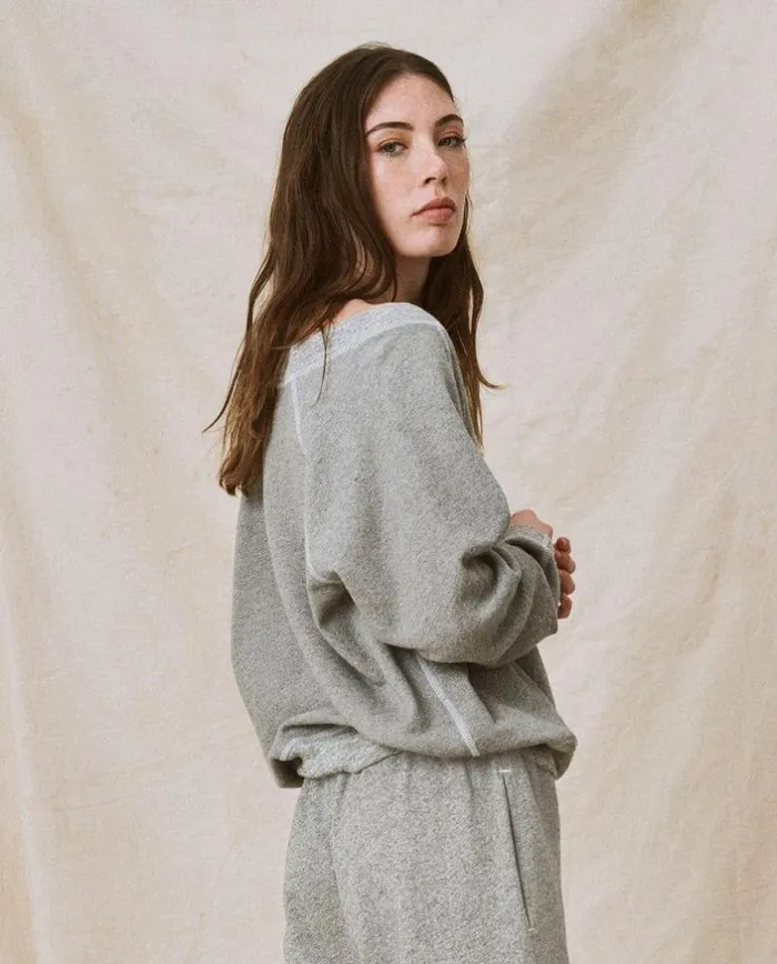 Tees and Sweats The Great The VNeck Sweatshirt Varsity Grey