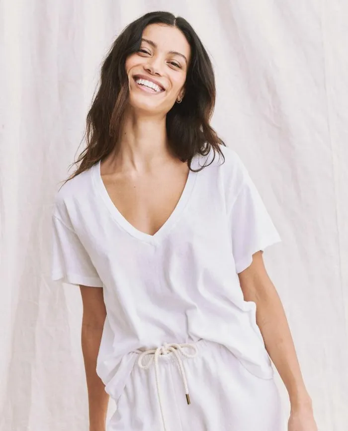 Tees and Sweats The Great The VNeck Tee True White