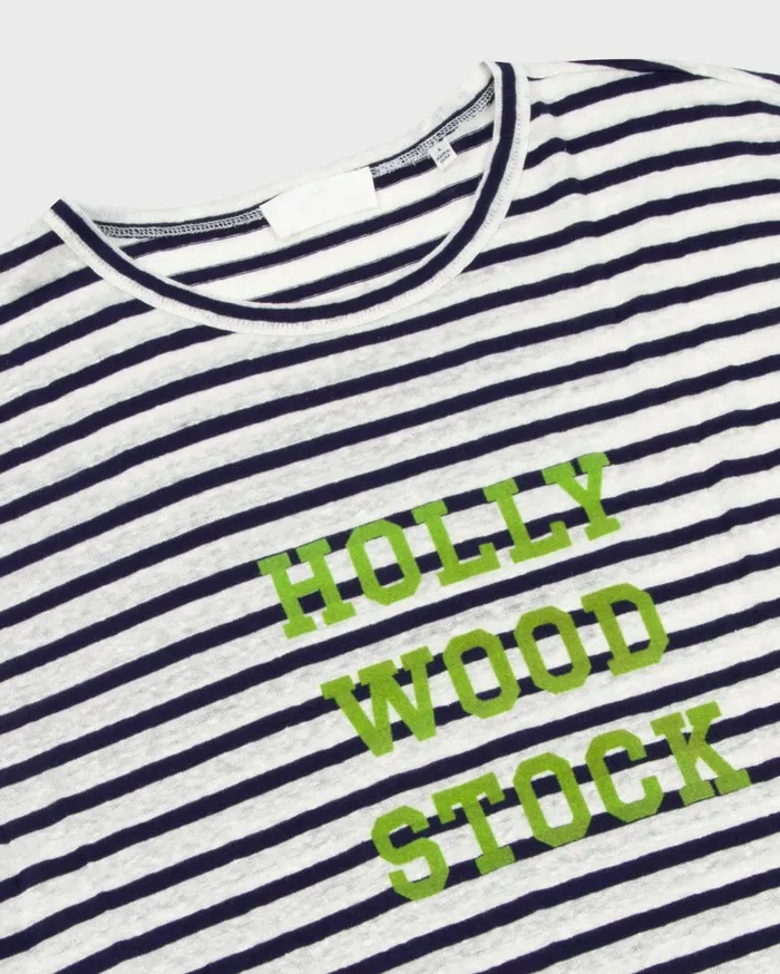 Tees Men 7 For All Mankind Hollywoodstock Graphic TShirt In Navy 038 White Stripe