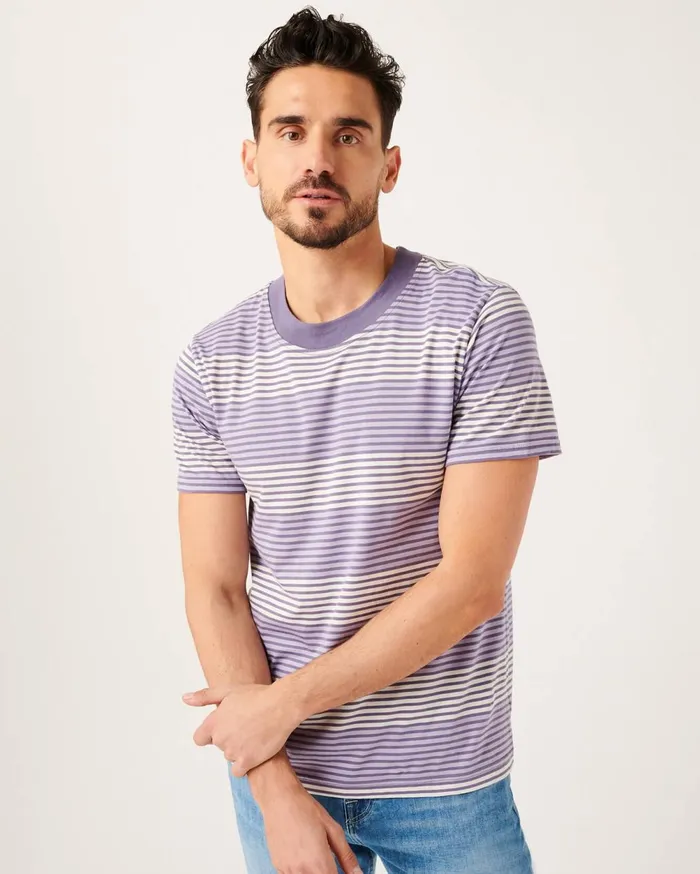 Tees Men 7 For All Mankind Modern Tee In Lavender Stripe