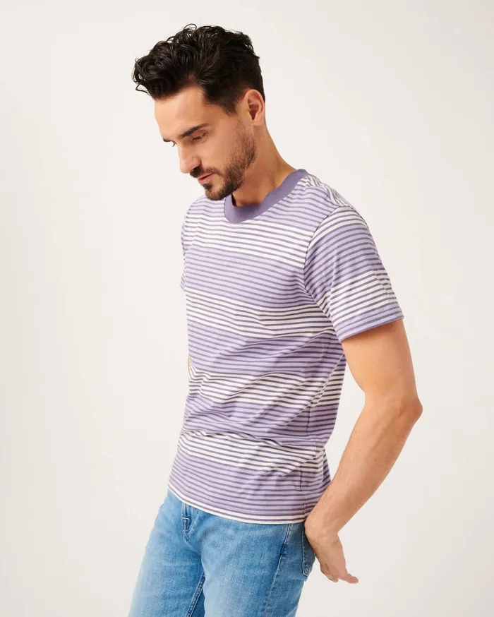Tees Men 7 For All Mankind Modern Tee In Lavender Stripe