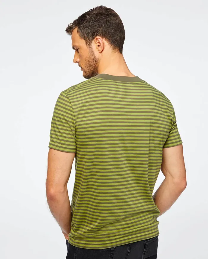Tees Men 7 For All Mankind Short Sleeve Striped Modern Tee In Grass 038 Fatigue Stripes