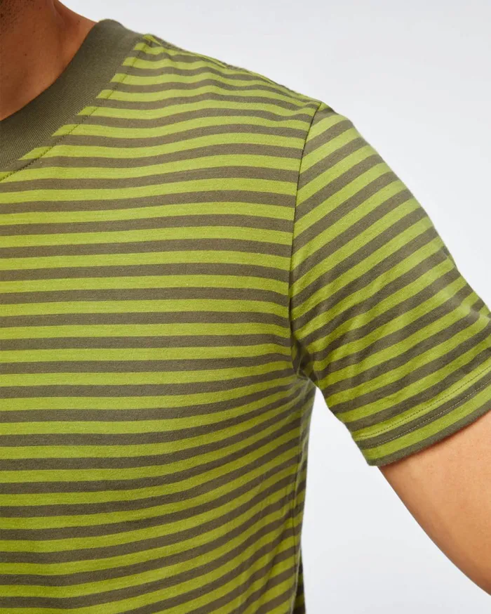 Tees Men 7 For All Mankind Short Sleeve Striped Modern Tee In Grass 038 Fatigue Stripes
