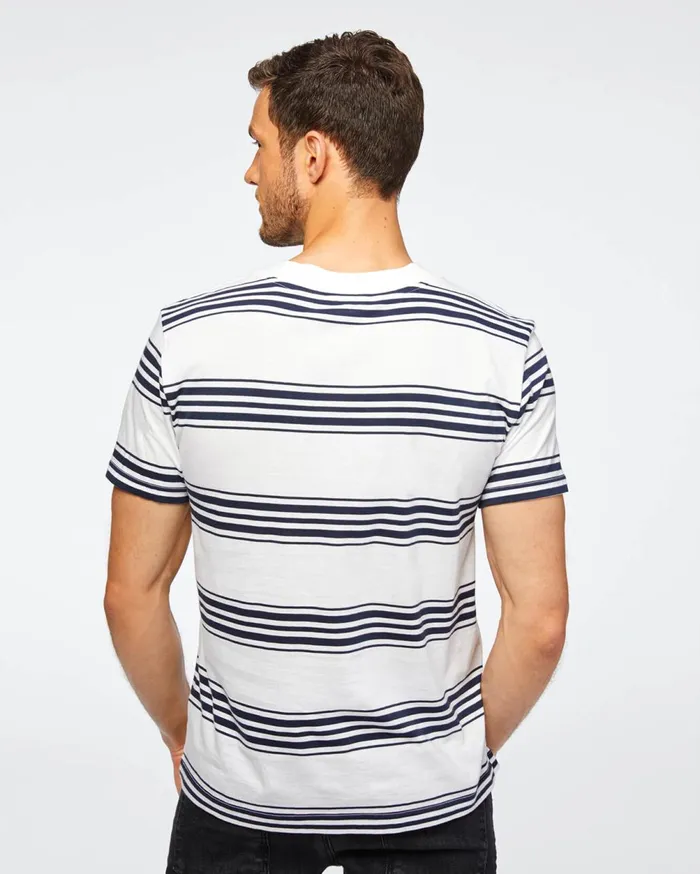 Tees Men 7 For All Mankind Short Sleeve Striped Modern Tee In Navy 038 White