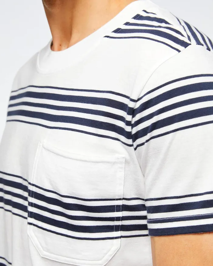 Tees Men 7 For All Mankind Short Sleeve Striped Modern Tee In Navy 038 White