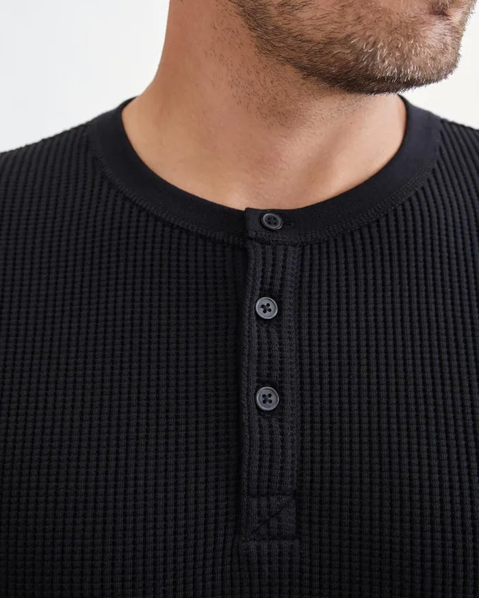 Tees Men 7 For All Mankind Waffle Henley In Black