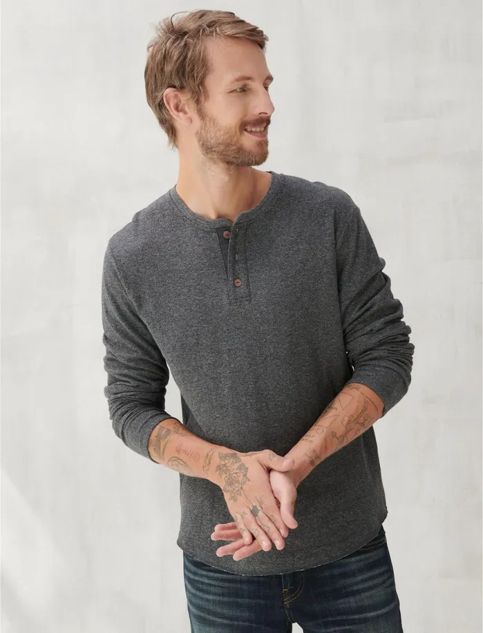 Tees Men Lucky Brand Duofold Henley Charcoal