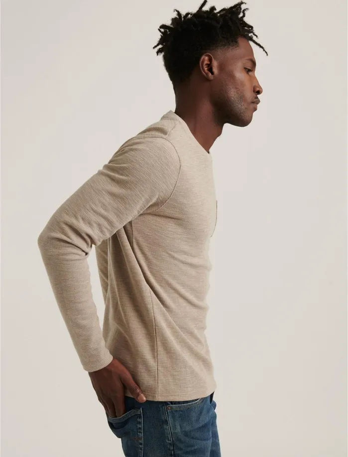 Tees Men Lucky Brand Long Sleeve Crew Neck Pocket Thermal Oatmeal