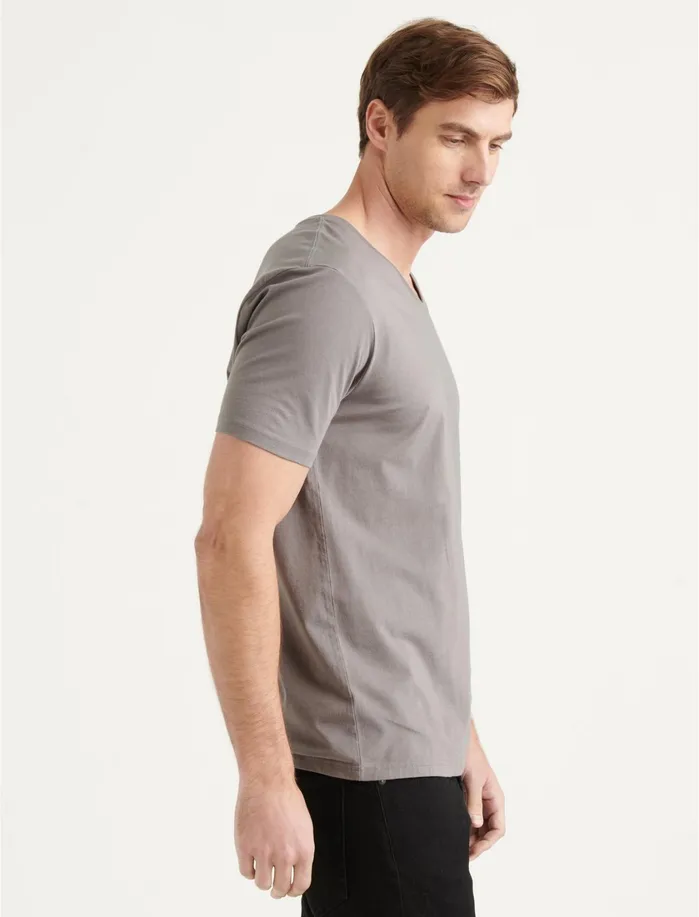 Tees Men Lucky Brand Pima VNeck Charcoal Grey