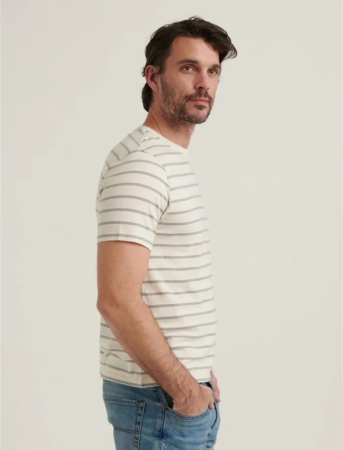 Tees Men Lucky Brand Sunset Stripe Crew Neck Tee Grey Multi
