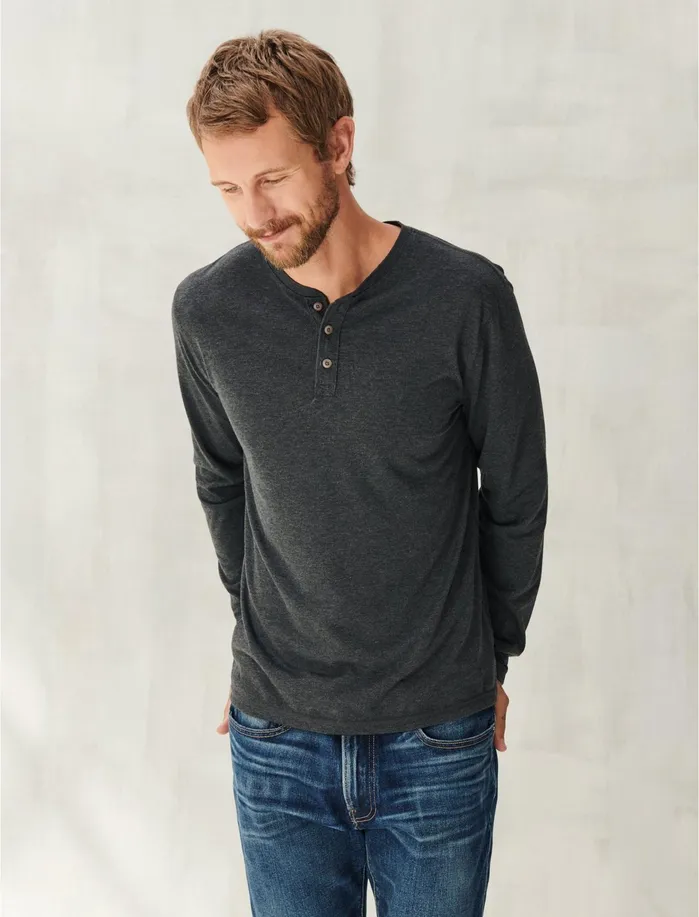 Tees Men Lucky Brand Tencel Jersey Henley Jet Black