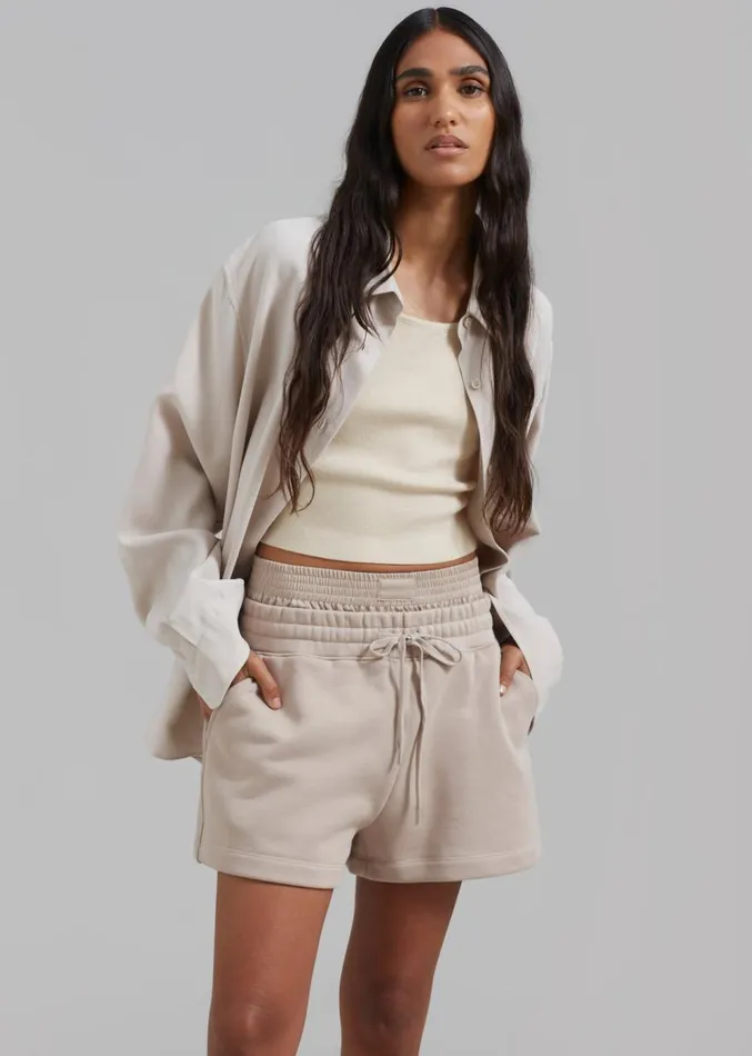 The Frankie Shop 31 Phillip Lim Sweatshort With Satin Boxer WB 8211 Concrete Women Loungewear