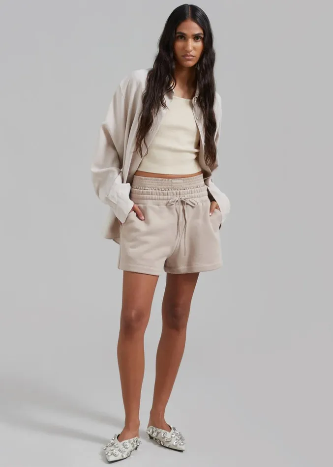 The Frankie Shop 31 Phillip Lim Sweatshort With Satin Boxer WB 8211 Concrete Women Loungewear